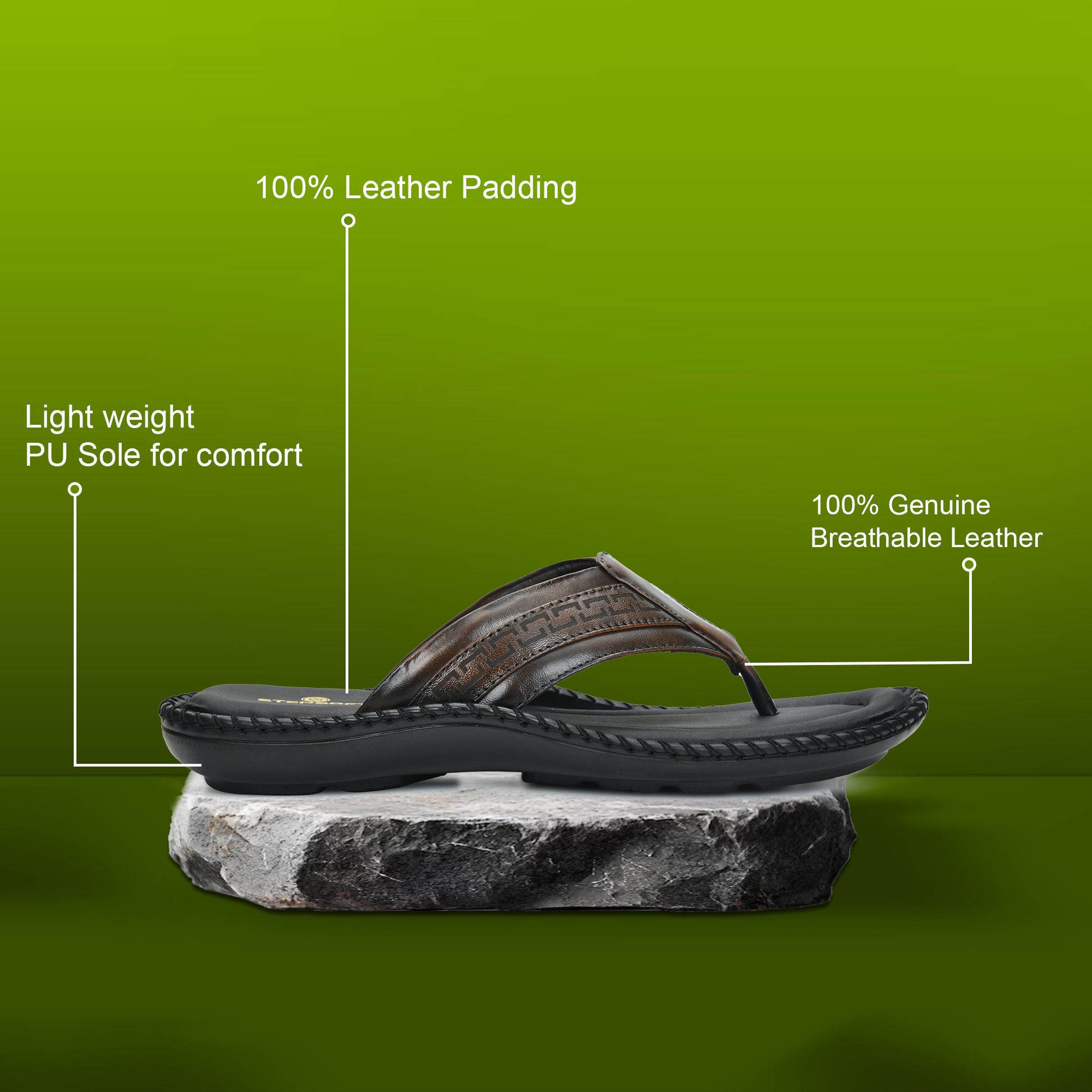 STEPSOFT Men’s Handcrafted Leather V-Shape Slippers | Premium Comfort Ethnic Chappals for Men | Lightweight Cushioned Slip-On for Casual, Office & Formal Wear